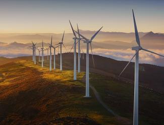 Large windmills on the field