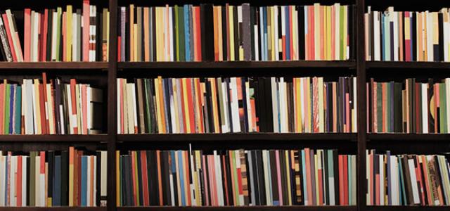 a shelf with books